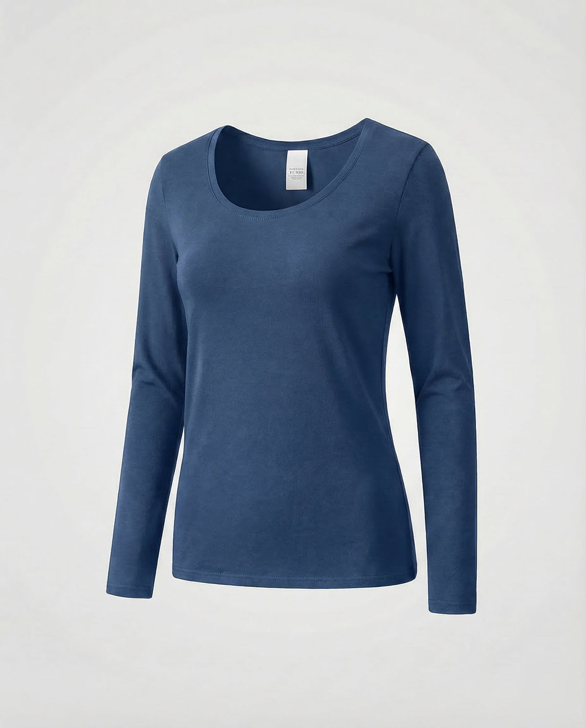 Haut ajusté à manches longues pour femme avec large encolure arrondie et ourlet droit - Couche minimaliste pour le quotidien et les tenues chic décontractées