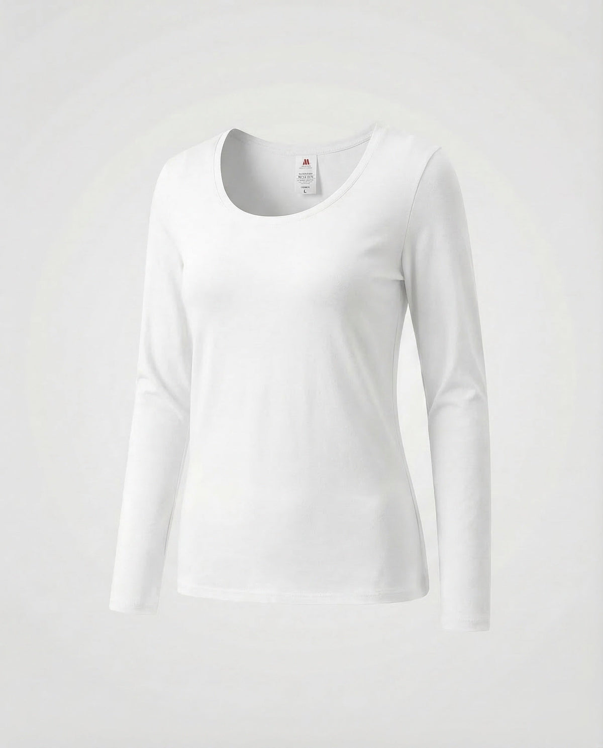 Haut ajusté à manches longues pour femme avec large encolure arrondie et ourlet droit - Couche minimaliste pour le quotidien et les tenues chic décontractées