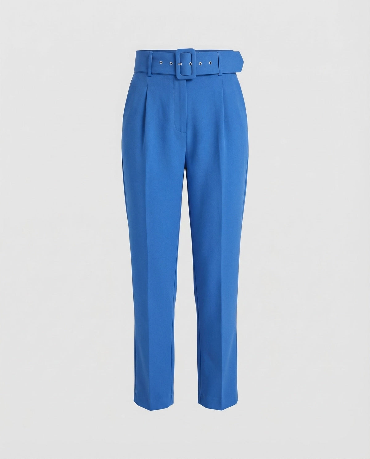 Maßgeschneiderte High-Waist-Hose für Damen mit Bundfalten und Schnallengürtel – Schmal zulaufender knöchellanger Stil für Büro- und gepflegte Freizeitoutfits