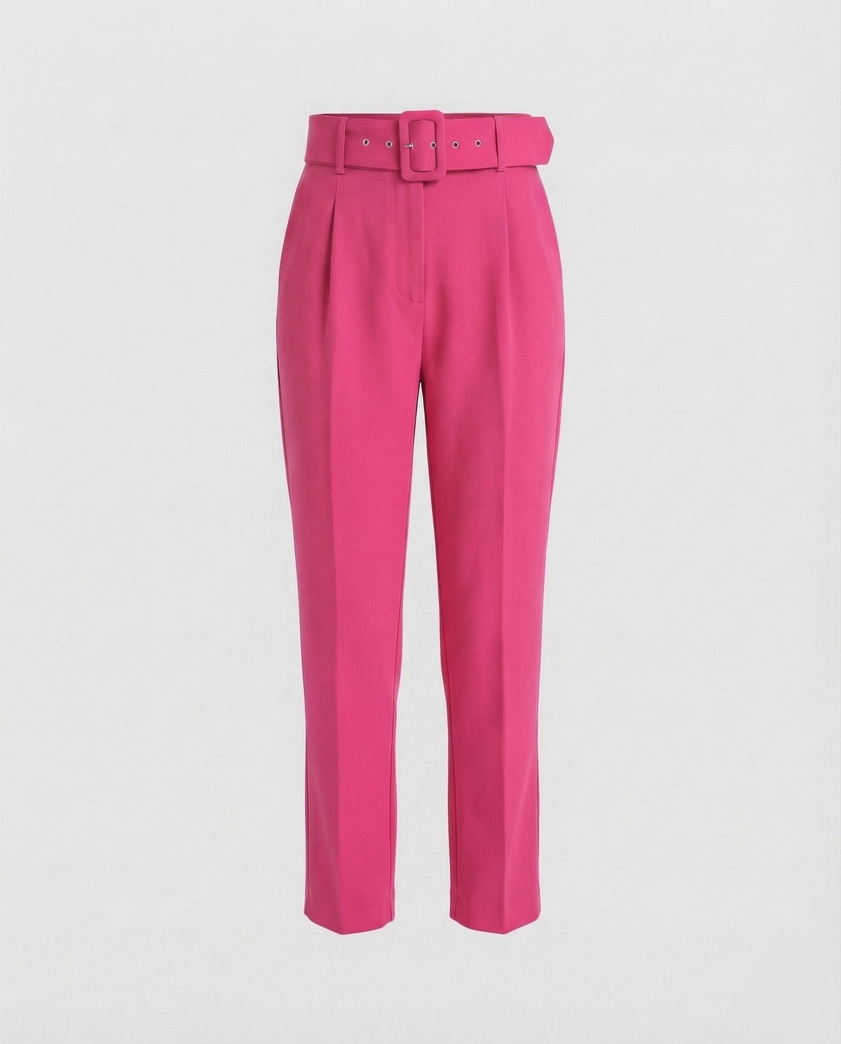 Maßgeschneiderte High-Waist-Hose für Damen mit Bundfalten und Schnallengürtel – Schmal zulaufender knöchellanger Stil für Büro- und gepflegte Freizeitoutfits