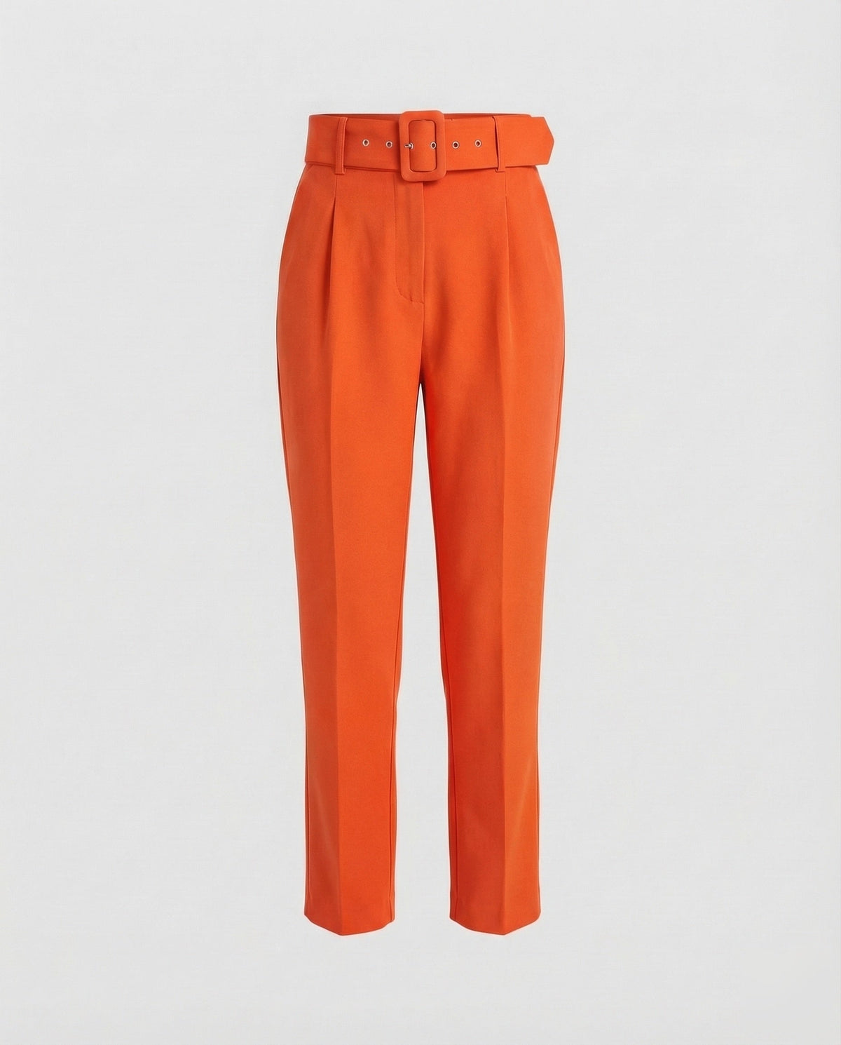 Maßgeschneiderte High-Waist-Hose für Damen mit Bundfalten und Schnallengürtel – Schmal zulaufender knöchellanger Stil für Büro- und gepflegte Freizeitoutfits