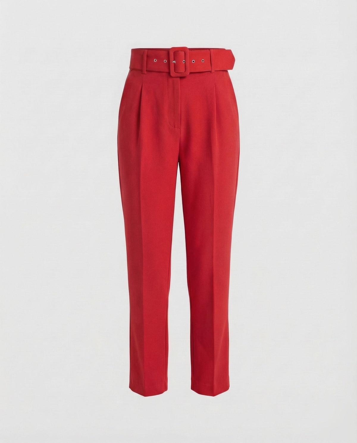 Maßgeschneiderte High-Waist-Hose für Damen mit Bundfalten und Schnallengürtel – Schmal zulaufender knöchellanger Stil für Büro- und gepflegte Freizeitoutfits