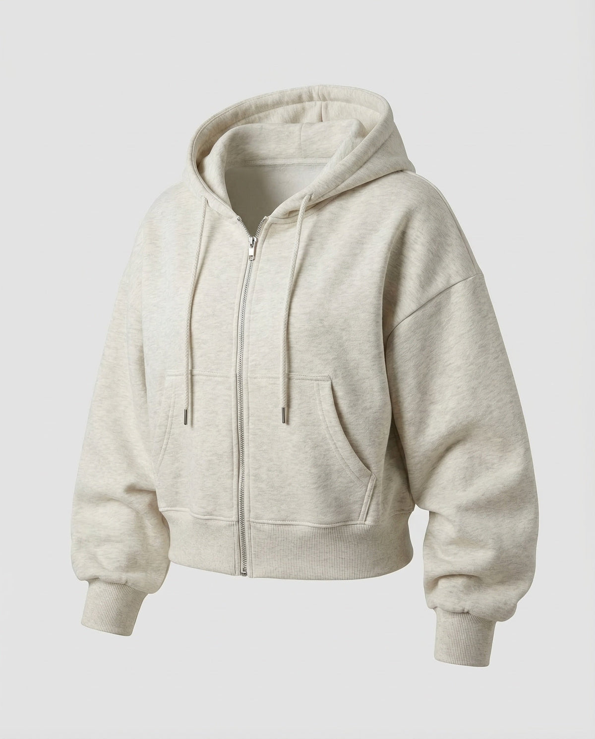 Felpa corta con zip da donna, spalle scese e tasche anteriori – Modello rilassato con cappuccio e coulisse, ideale per look quotidiani e del fine settimana