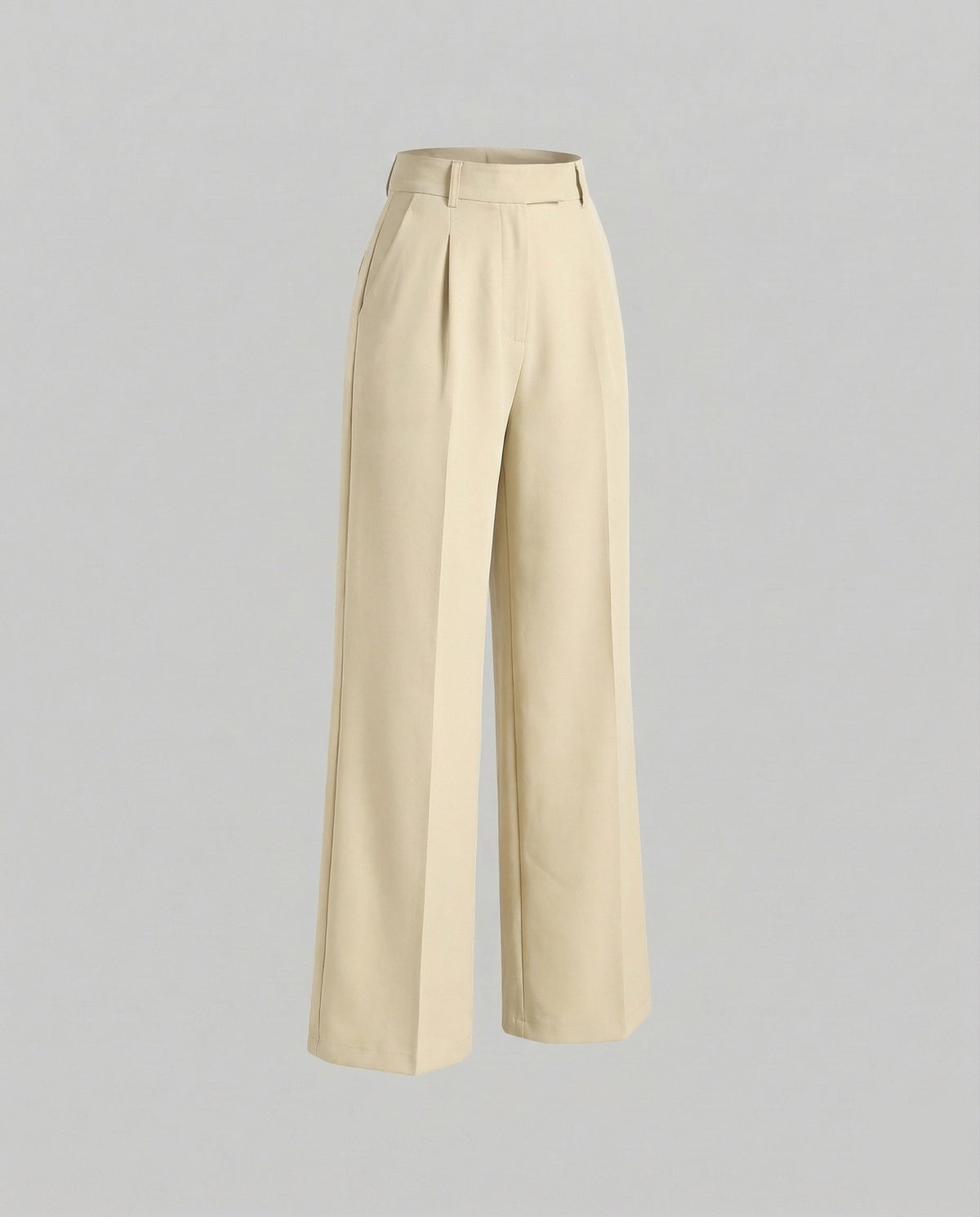 Women’s High-Waisted Tailored Trousers with Pressed Creases and Side Pockets – Straight-Leg Style for Office and Smart Casual Outfits