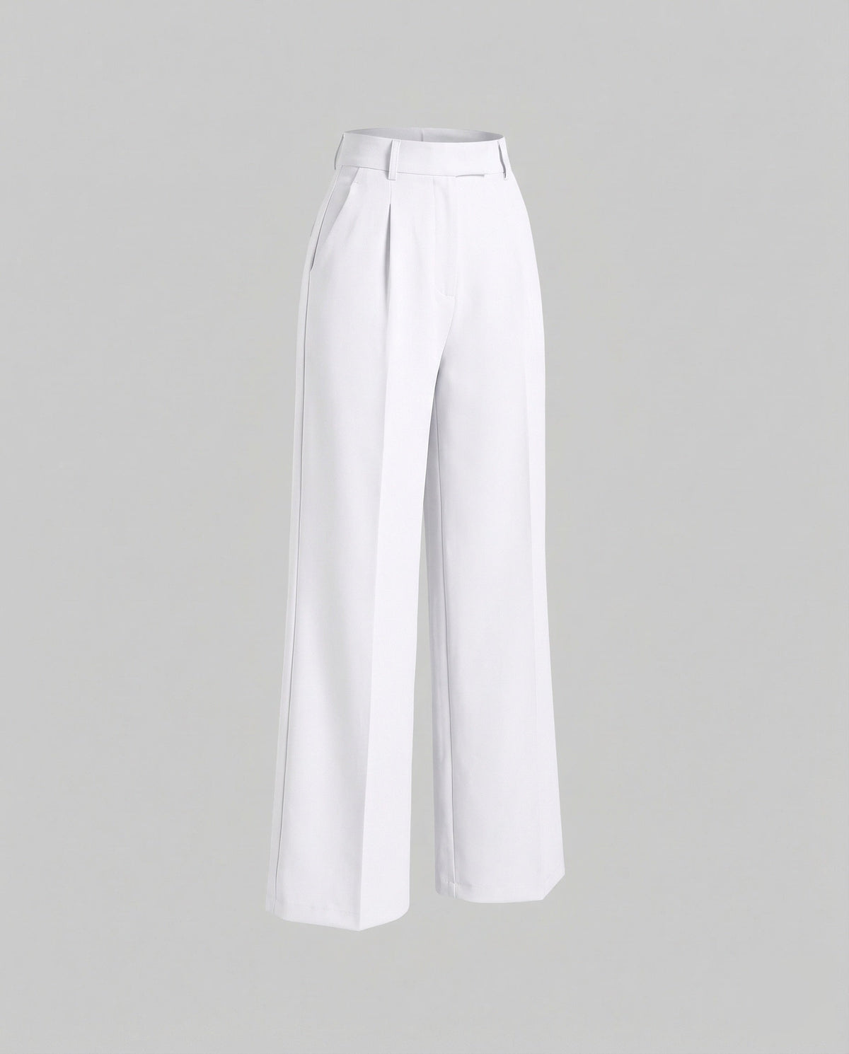 Women’s High-Waisted Tailored Trousers with Pressed Creases and Side Pockets – Straight-Leg Style for Office and Smart Casual Outfits