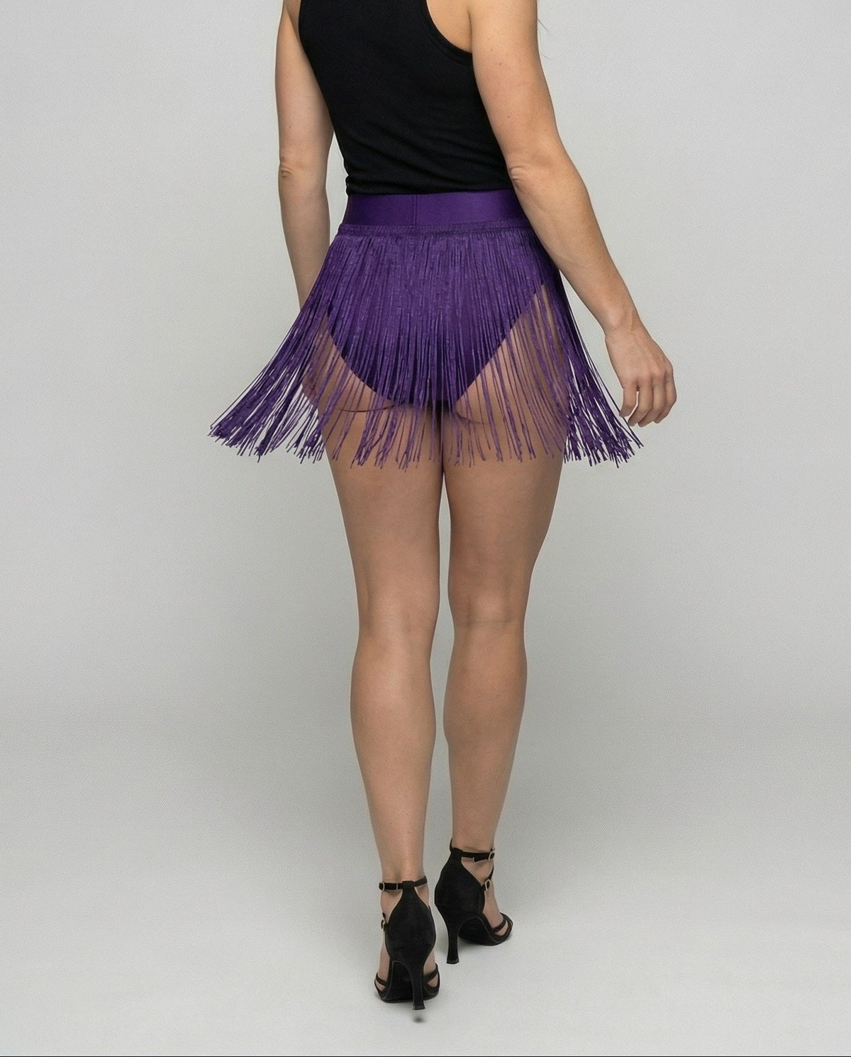 Women’s Fringe Mini Skirt with High Side Opening and Wide Waistband – Statement Style for Dancing and Festivals