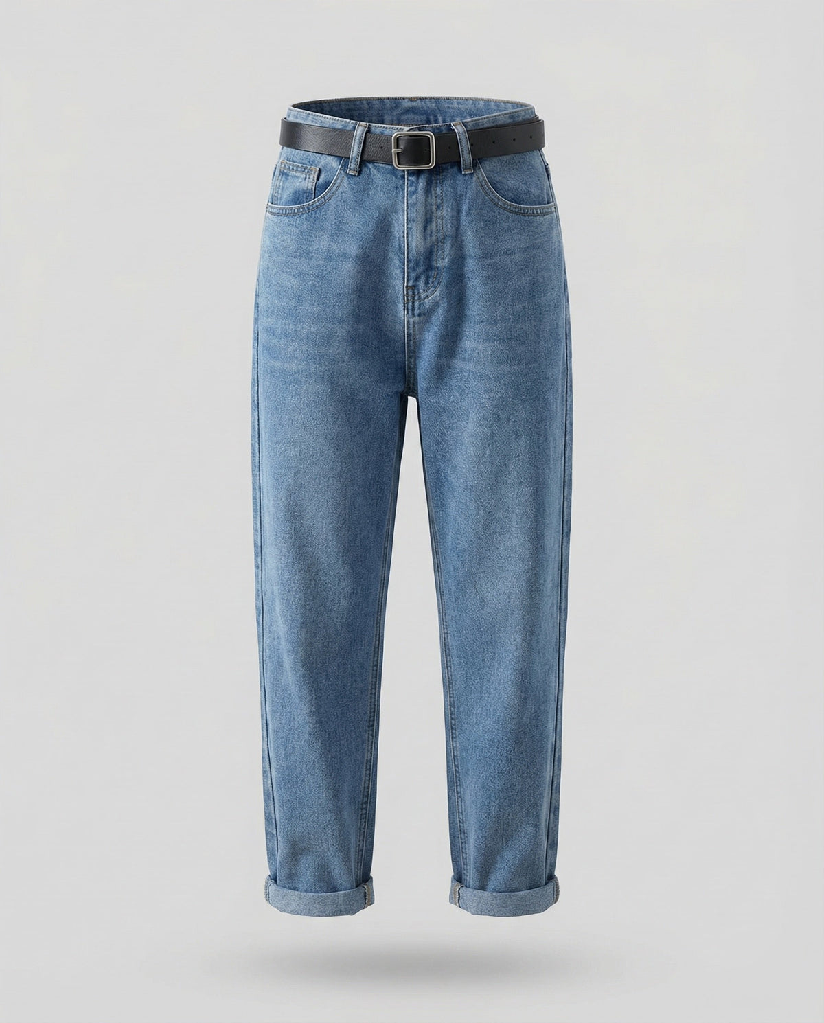 Damskie zwężane jeansy z wysokim stanem, luźnymi nogawkami i długością do kostek – klasyczny denim na co dzień