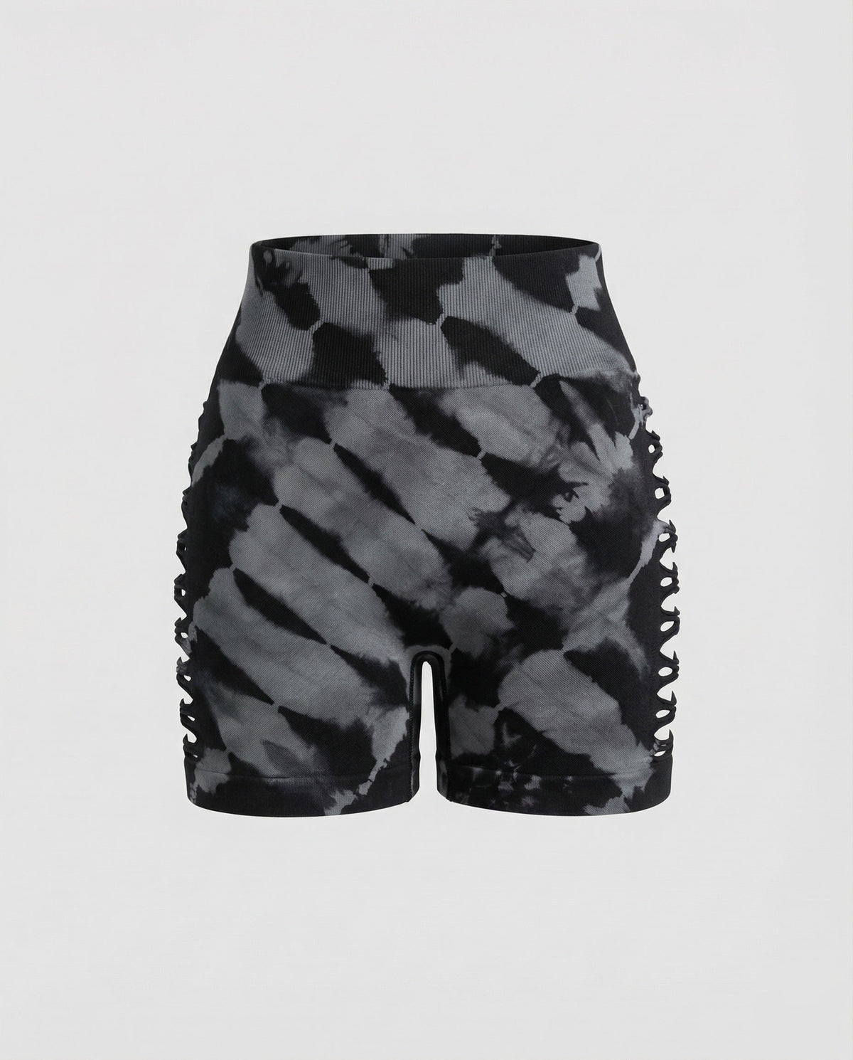 Shorts stampati a vita alta da donna con aperture laterali a scaletta - modello aderente per l’estate e i festival