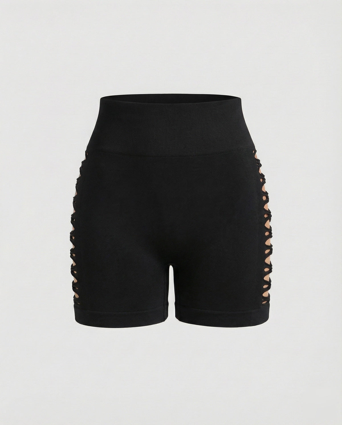 Shorts stampati a vita alta da donna con aperture laterali a scaletta - modello aderente per l’estate e i festival