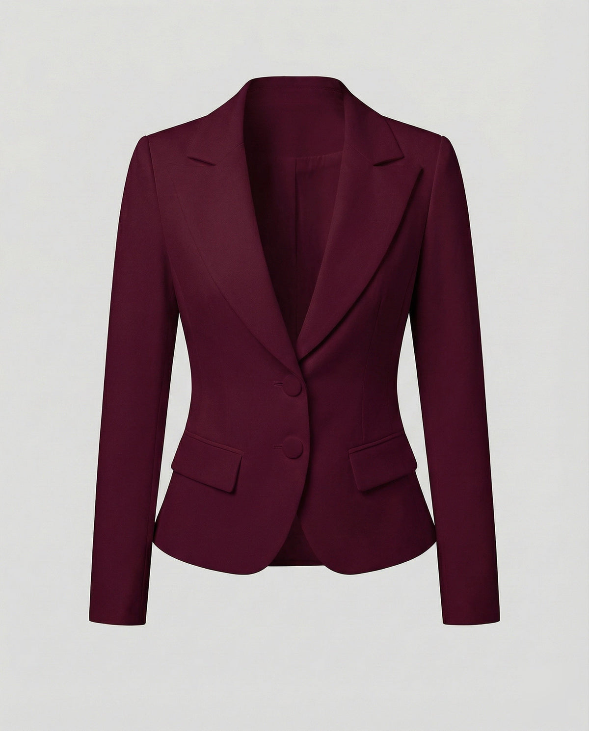 Blazer da donna aderente con due bottoni e orlo curvo – Giacca con revers a lancia per il lavoro e le occasioni formali