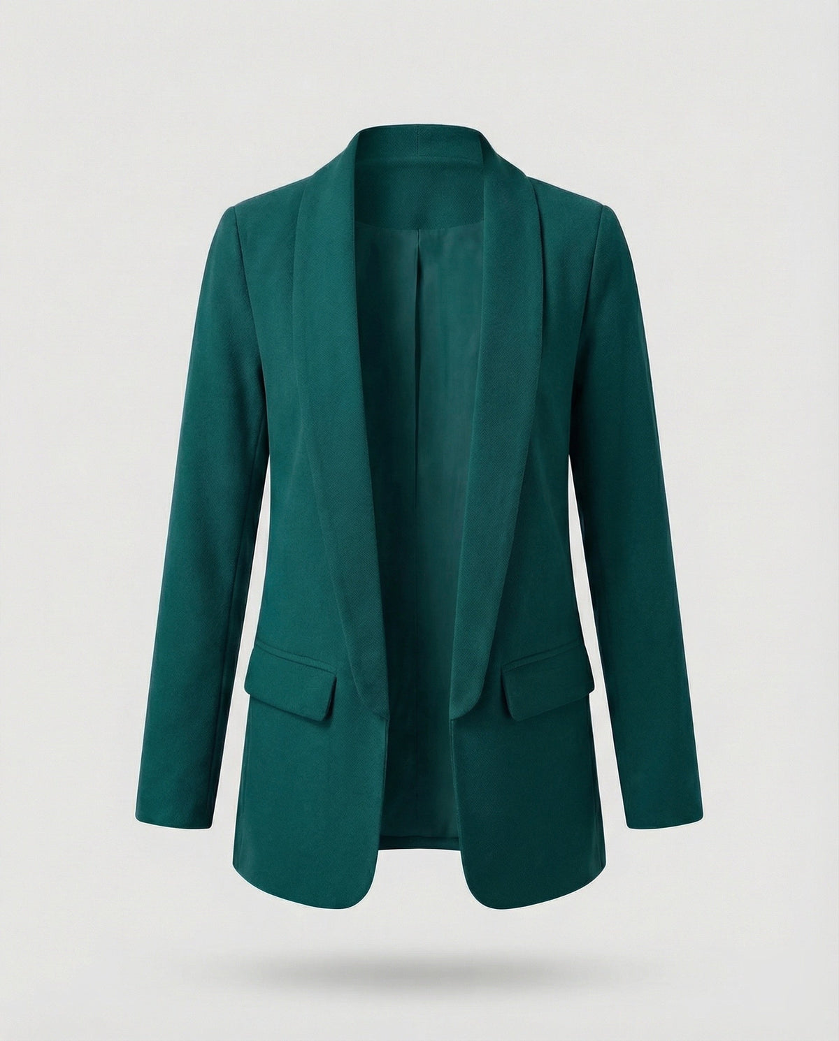 Blazer lungo da donna aperto sul davanti con collo a scialle – Giacca minimalista, ideale per il lavoro e da indossare a strati nel fine settimana