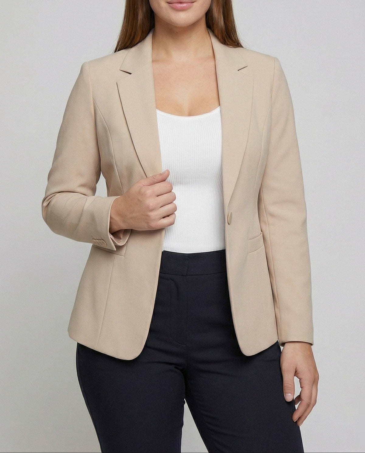 Blazer sartoriale da donna con un solo bottone e cuciture sagomate – Giacca slim fit da ufficio con revers classici