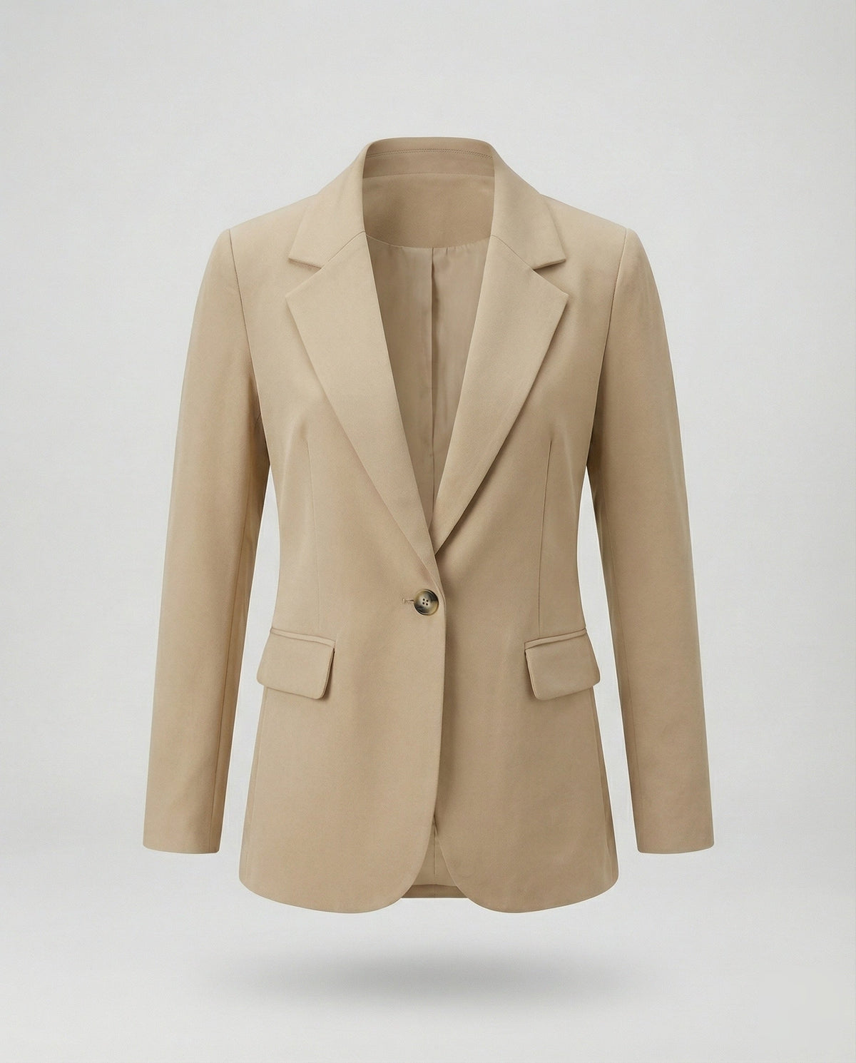 Blazer lungo da donna con un solo bottone e tasche a pattina – Giacca sartoriale slim per look business casual