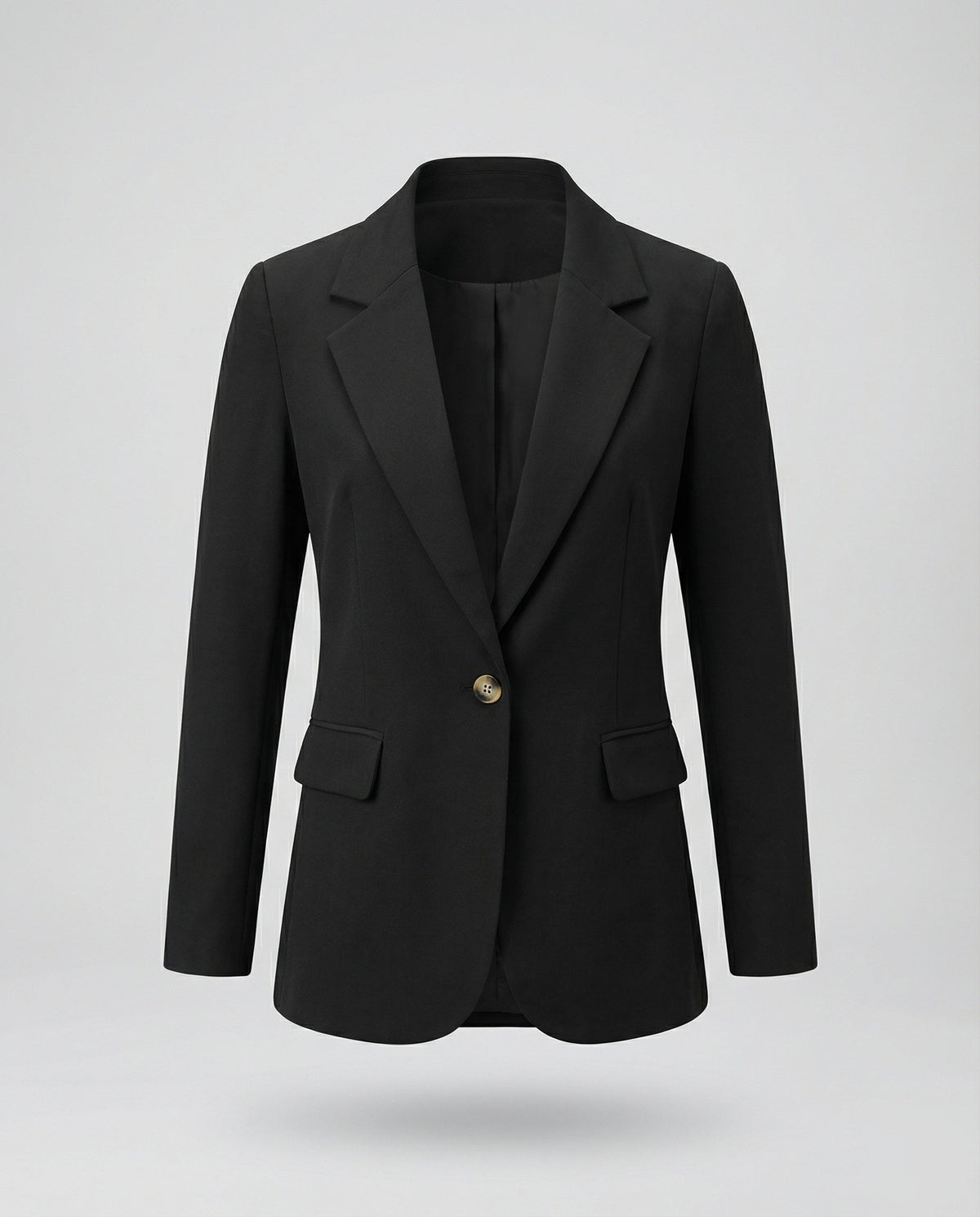 Blazer lungo da donna con un solo bottone e tasche a pattina – Giacca sartoriale slim per look business casual