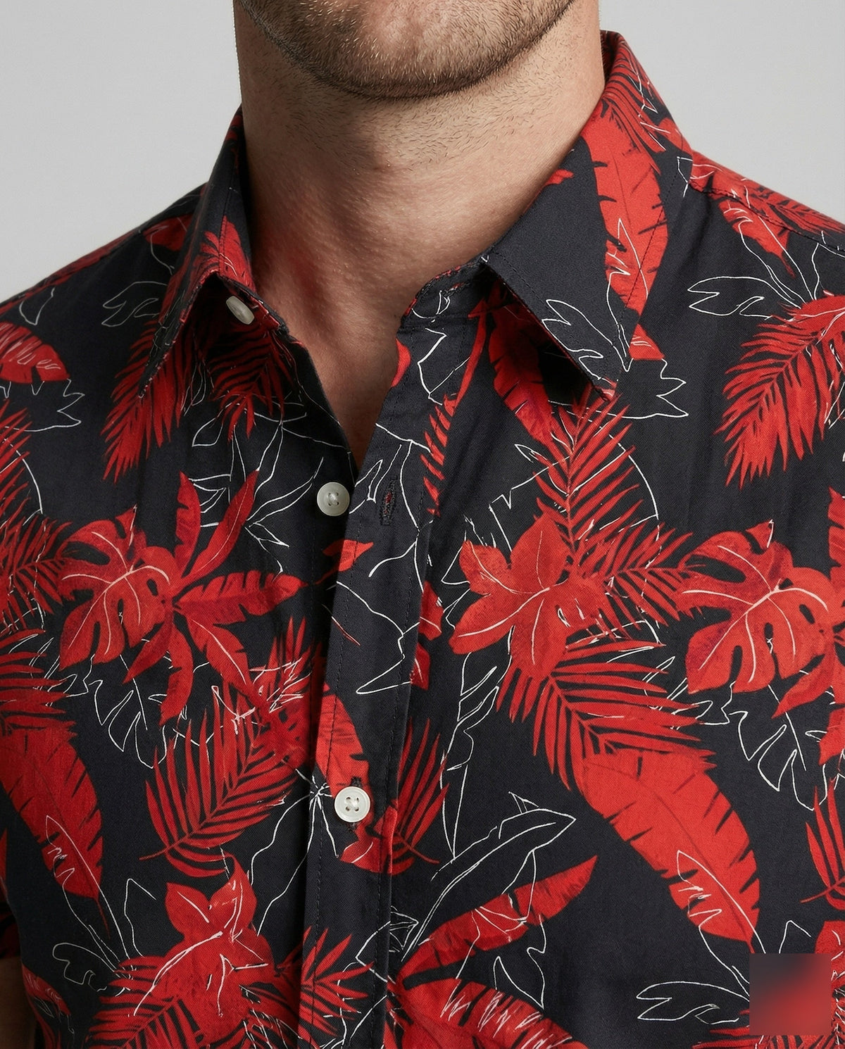 Chemise imprimée à manches courtes pour homme avec col pointu – Chemise ajustée à boutons pour les vacances d’été et les soirées