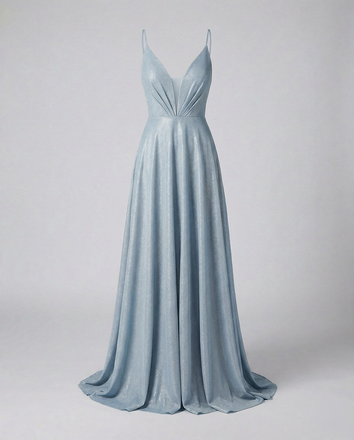 Vestido largo brillante para mujer con escote pronunciado en V - Vestido de corte A con tirantes finos para galas y veladas formales