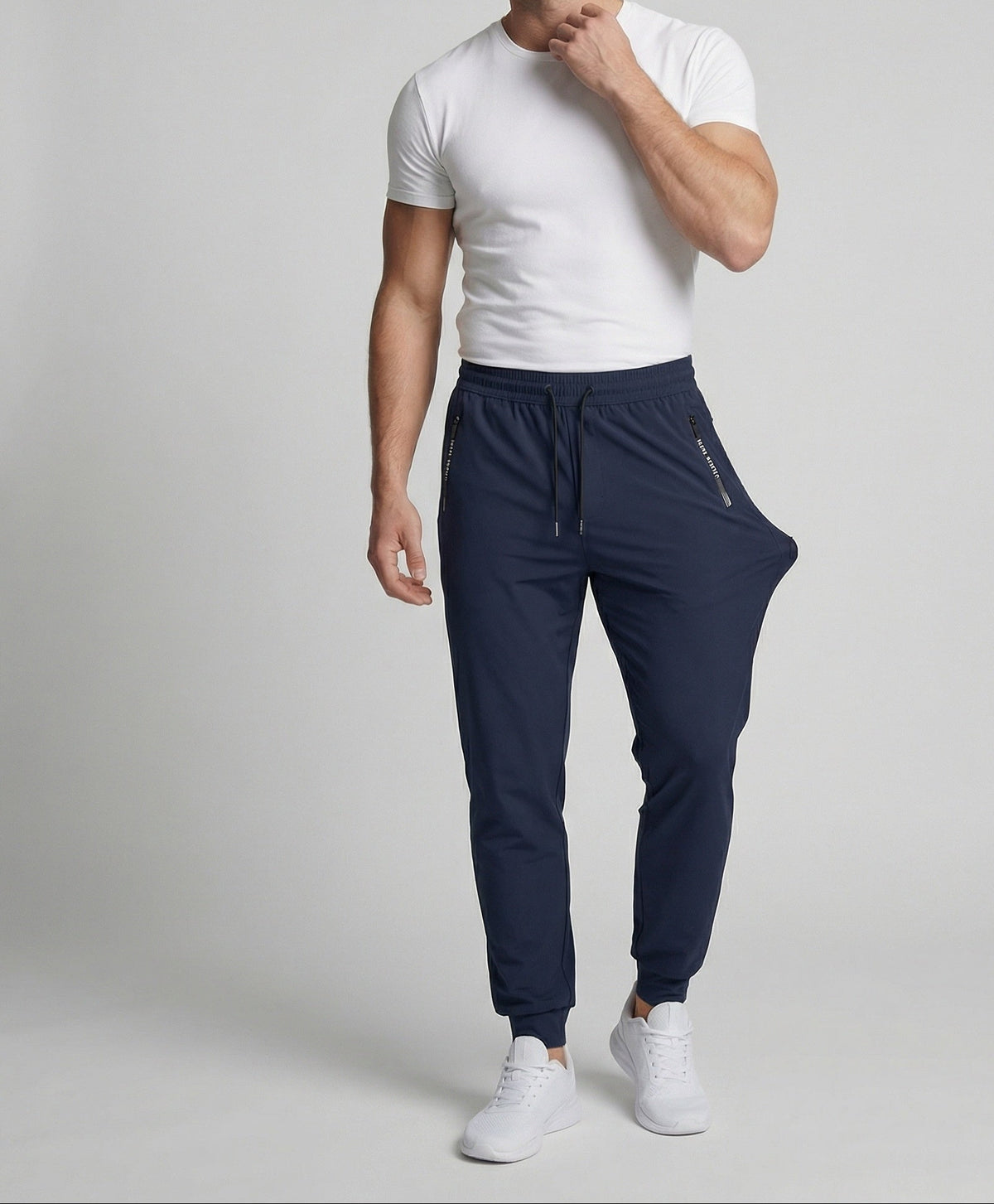 Joggers affusolati da uomo con tasche con zip e vita con coulisse – pantaloni casual con polsini per tutti i giorni