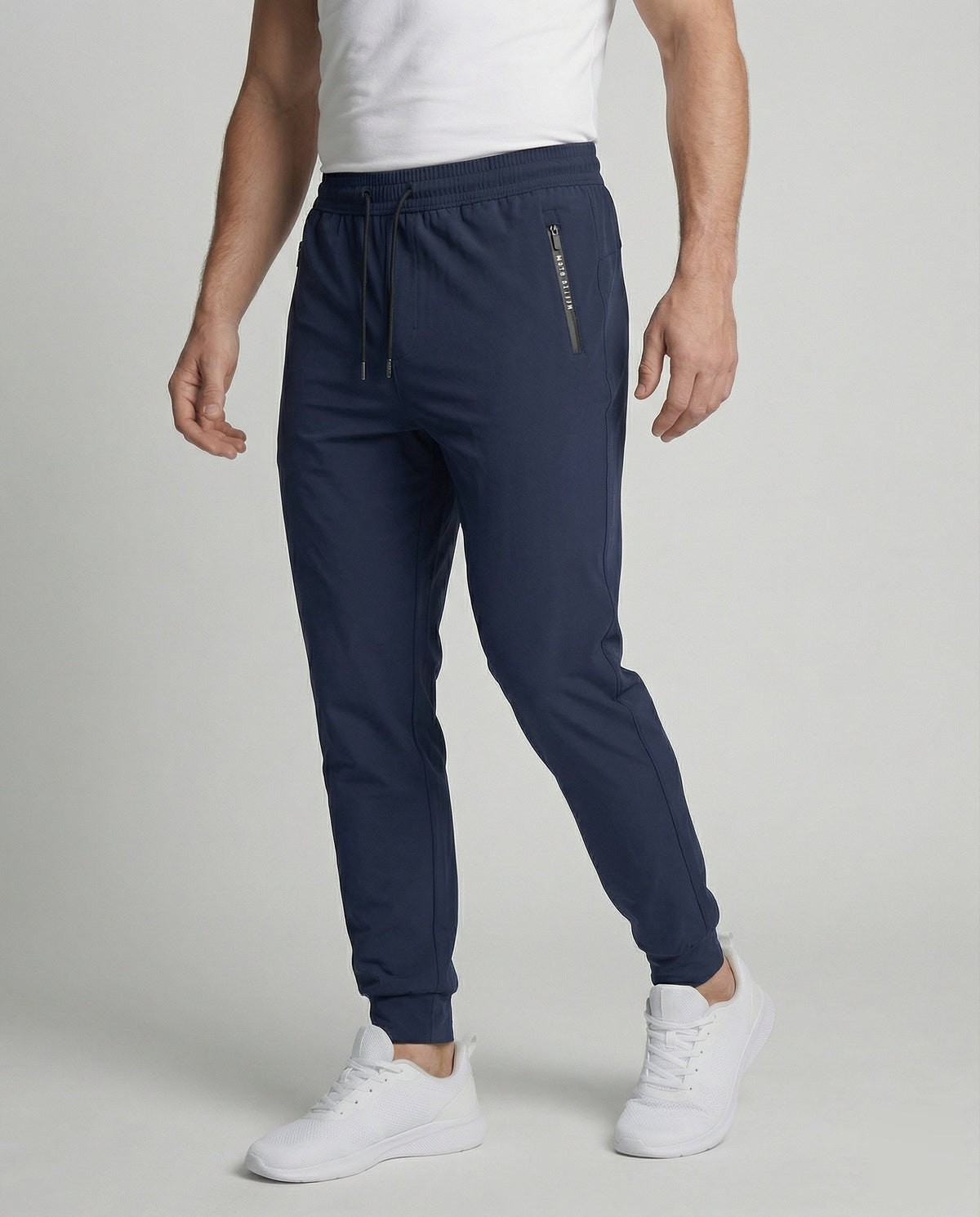 Joggers affusolati da uomo con tasche con zip e vita con coulisse – pantaloni casual con polsini per tutti i giorni