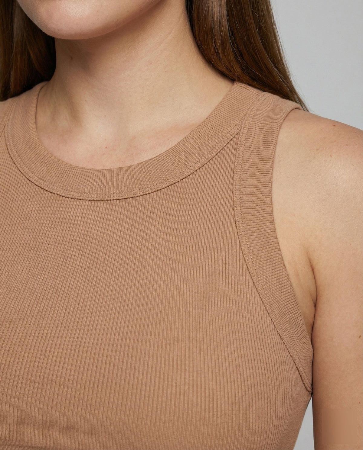 Women’s Ribbed High-Neck Vest Top with Cutaway Shoulders – Fitted Sleeveless Basic for Casual Outfits and Blazer Layering