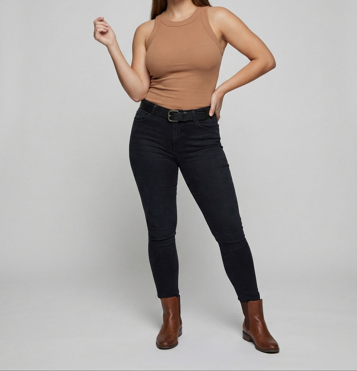 Women’s Ribbed High-Neck Vest Top with Cutaway Shoulders – Fitted Sleeveless Basic for Casual Outfits and Blazer Layering