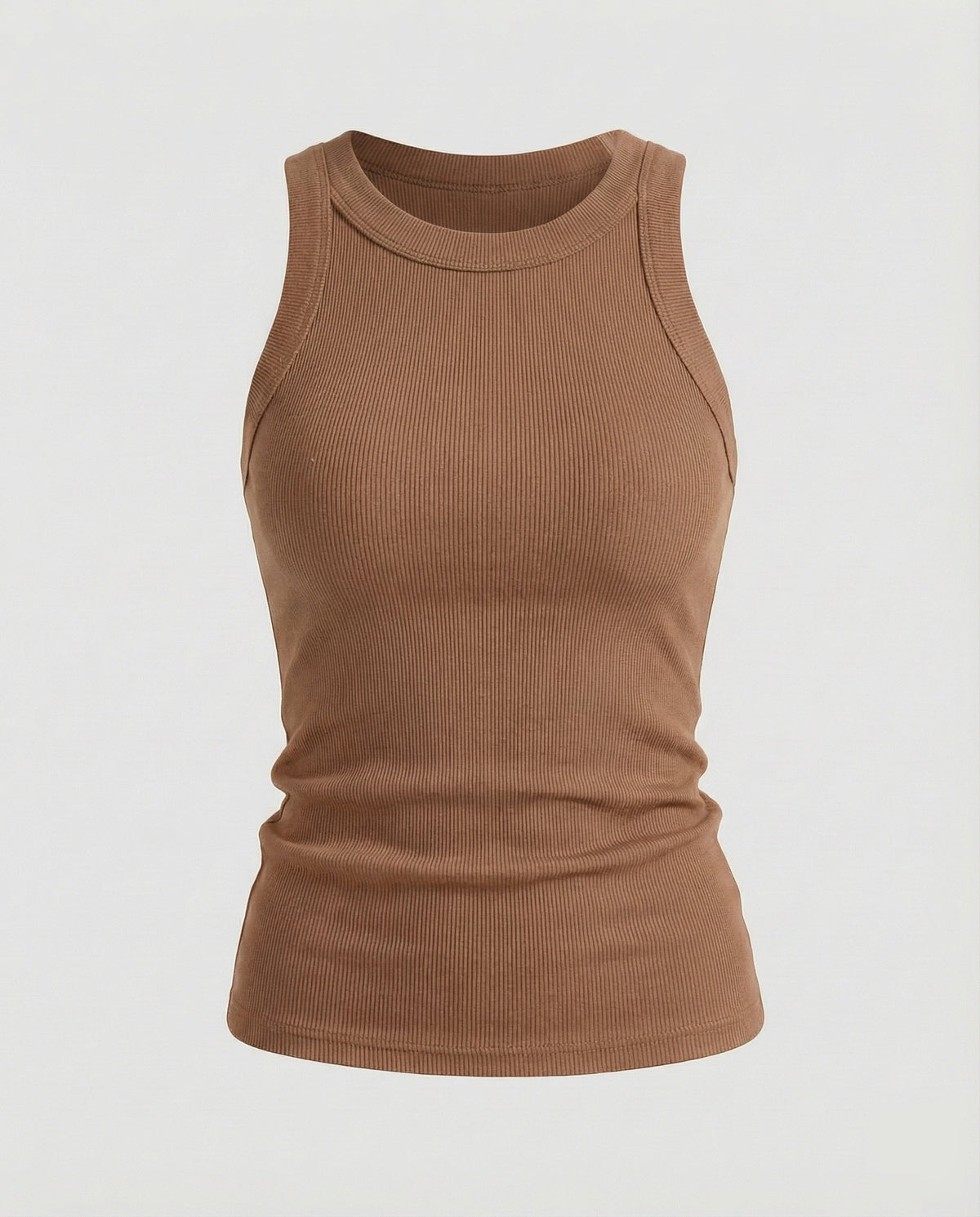 Women’s Ribbed High-Neck Vest Top with Cutaway Shoulders – Fitted Sleeveless Basic for Casual Outfits and Blazer Layering