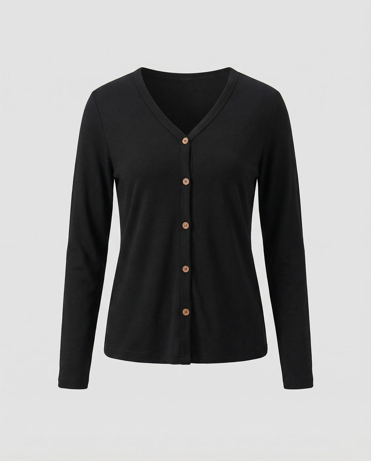 Women’s V-Neck Fine-Knit Cardigan – Slim Button-Front Layer with Long Sleeves for Smart Casual Everyday Wear