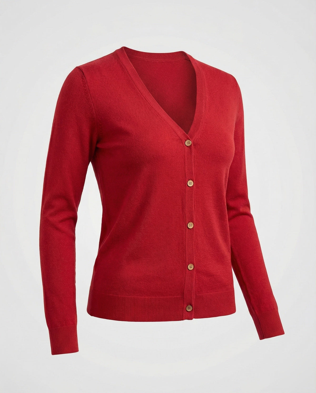 Women’s V-Neck Fine-Knit Cardigan – Slim Button-Front Layer with Long Sleeves for Smart Casual Everyday Wear