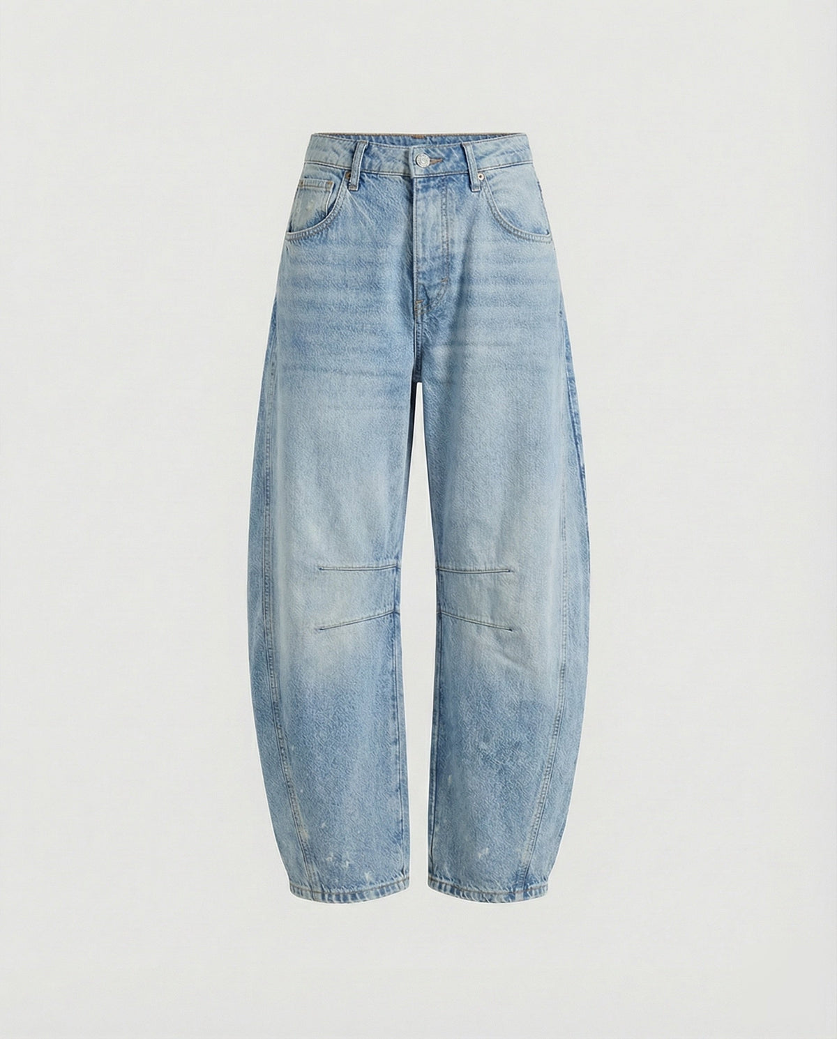 Afslappede jeans med tøndeformede ben til kvinder - løstsiddende denimbukser med buede ben og knæsømme til afslappet streetwear