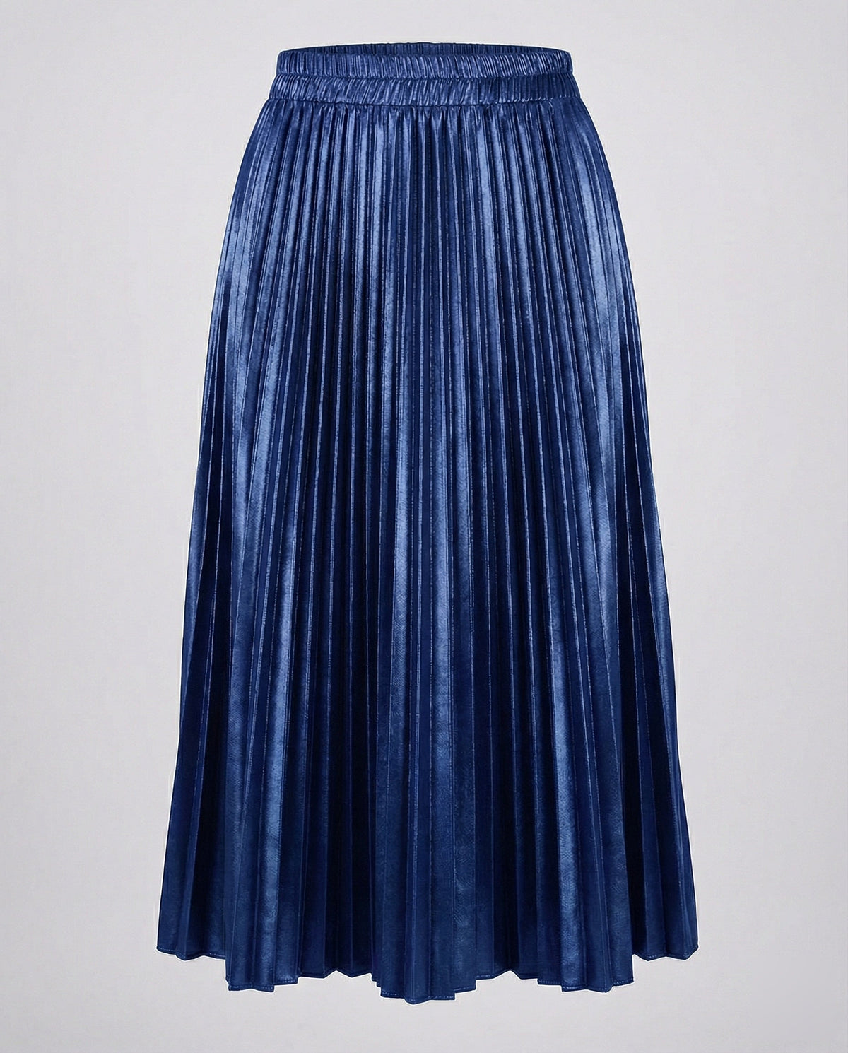 Fustă midi plisată în acordeon, strălucitoare, pentru femei – Fustă elegantă în A, cu aspect de satin și talie elastică, pentru ținute de seară și ținute casual elegante