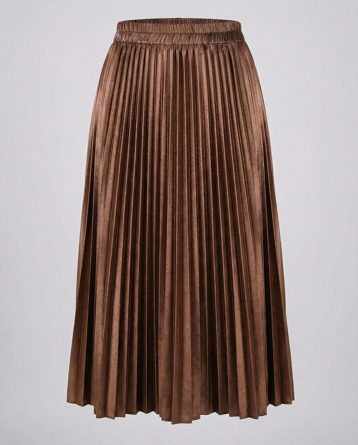 Fustă midi plisată în acordeon, strălucitoare, pentru femei – Fustă elegantă în A, cu aspect de satin și talie elastică, pentru ținute de seară și ținute casual elegante