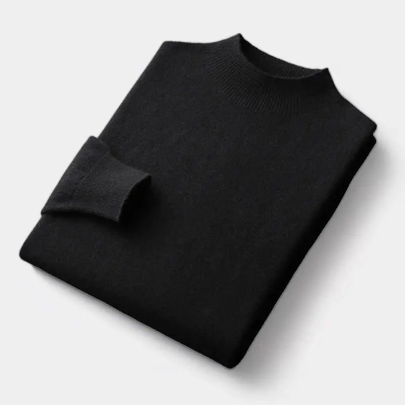 Men’s Wool Mock Neck Sweater – Warm Refined Knit for Autumn and Winter Layering