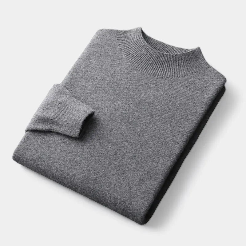 Men’s Wool Mock Neck Sweater – Warm Refined Knit for Autumn and Winter Layering
