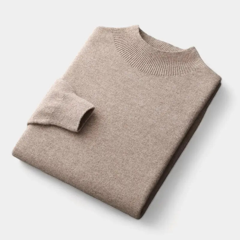 Men’s Wool Mock Neck Sweater – Warm Refined Knit for Autumn and Winter Layering