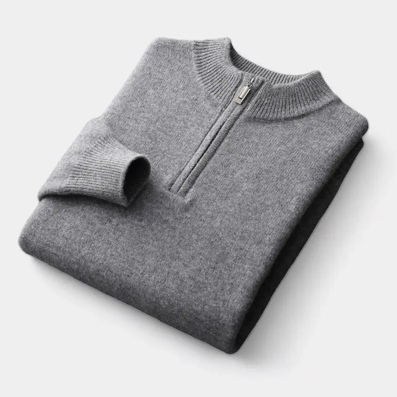 Men’s Merino Zip-Neck Sweater – Clean Winter Knit for Office and Weekend Wear