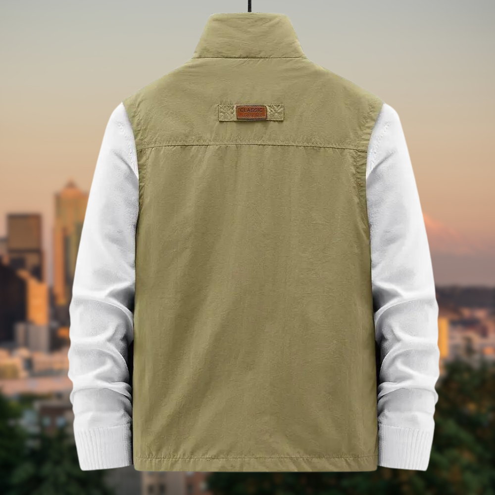 Men’s Multi-Pocket Zip-Up Vest – Soft Breathable Durable Layered Comfort for Casual Styling