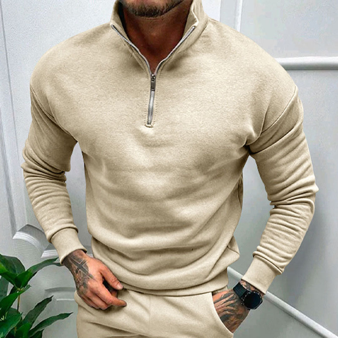 Men’s Half Zip Knit Jumper Clean Minimal Pullover Style