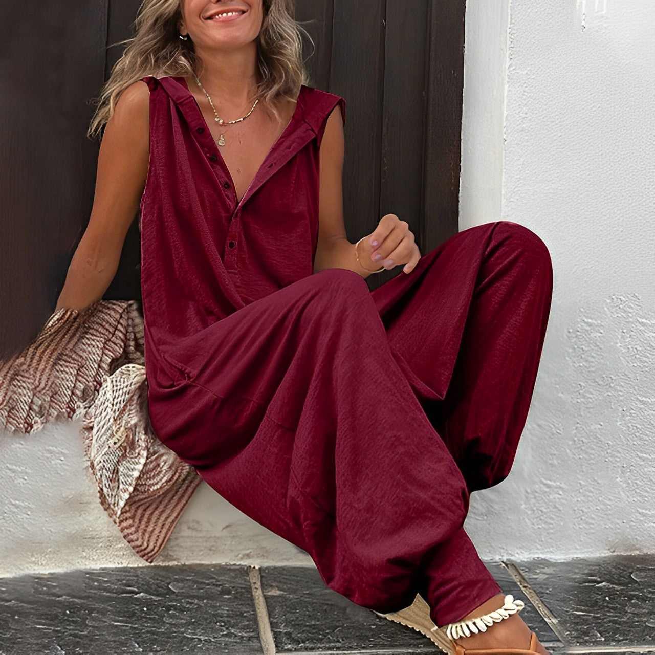 Women’s Elegant Casual Jumpsuit – Soft Stretch Flattering All-In-One Outfit for Everyday Wear