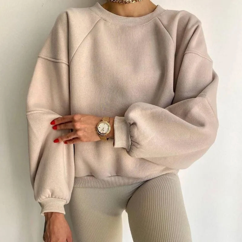 Women’s Raglan Sleeve Sweatshirt – Relaxed Crew-Neck Pullover for Everyday Casual Layering