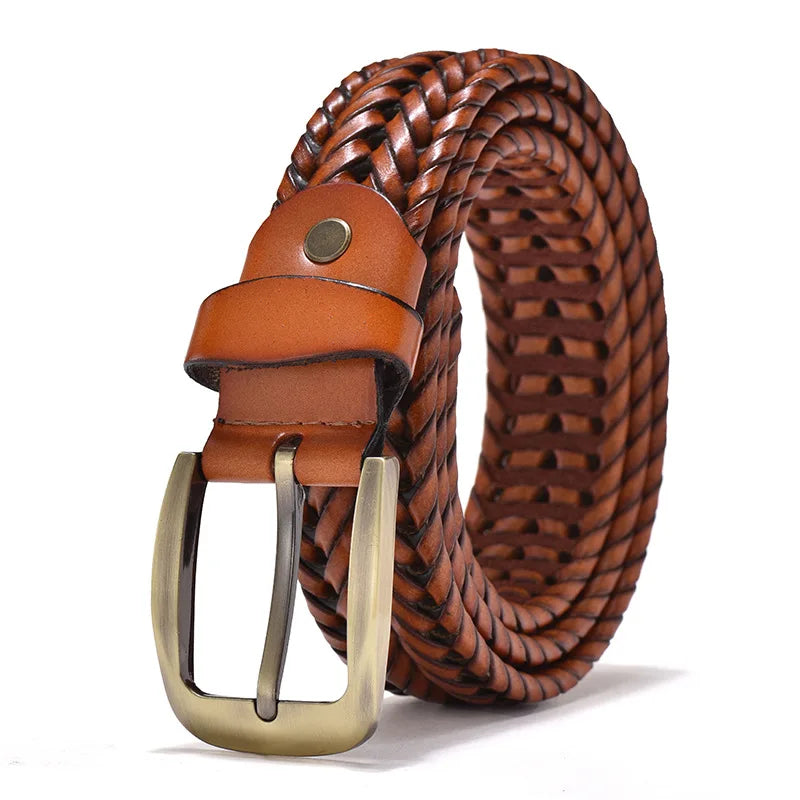 Men’s Woven Leather Belt – Braided Vintage Accessory for Casual and Smart Wear