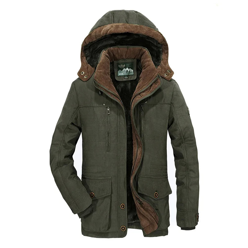 Men’s Fleece-Lined Hooded Winter Jacket – Warm Utility Outerwear for Everyday and Outdoor Cold-Weather Wear