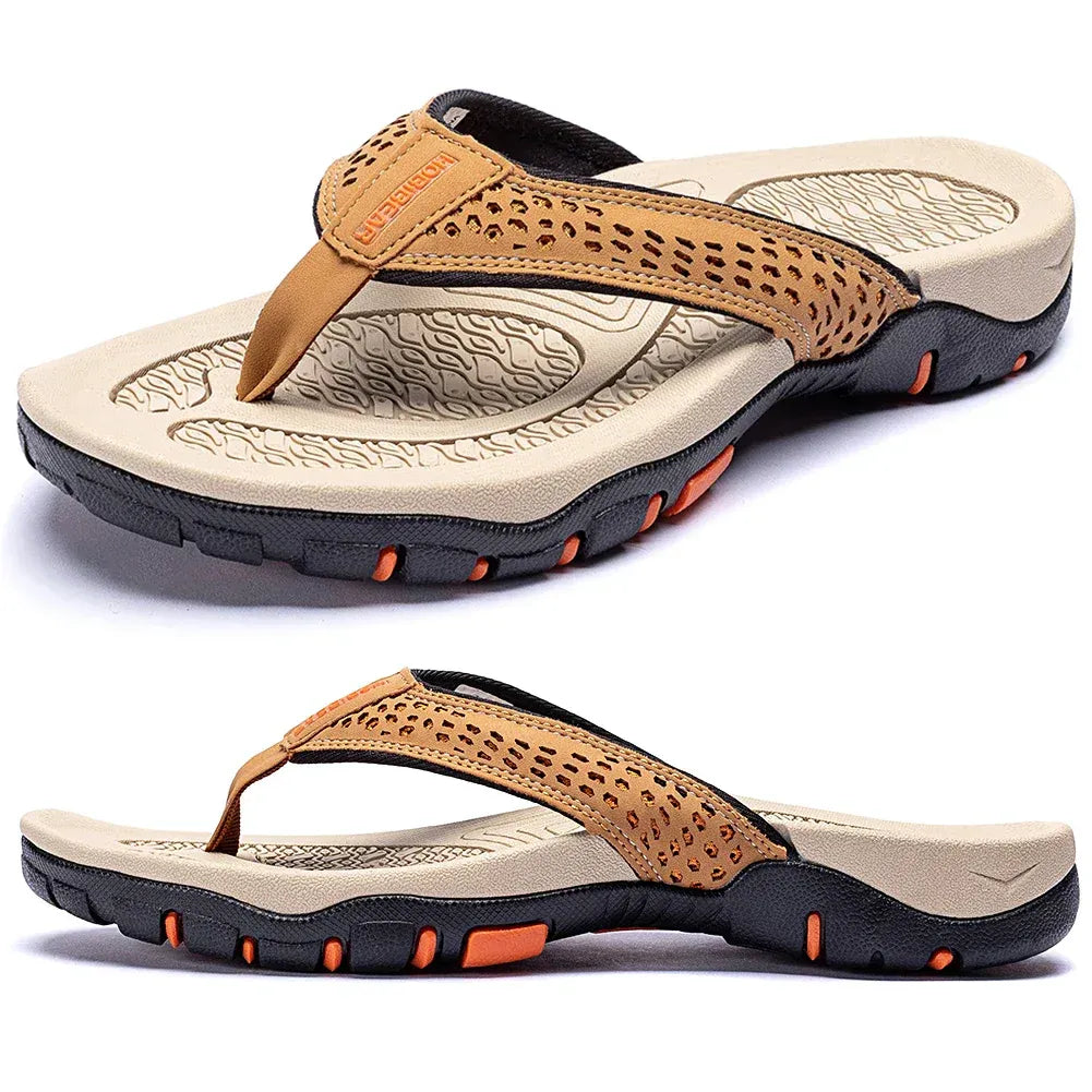 Men’s Outdoor Flip-Flops Cushioned Textured Summer Sandals