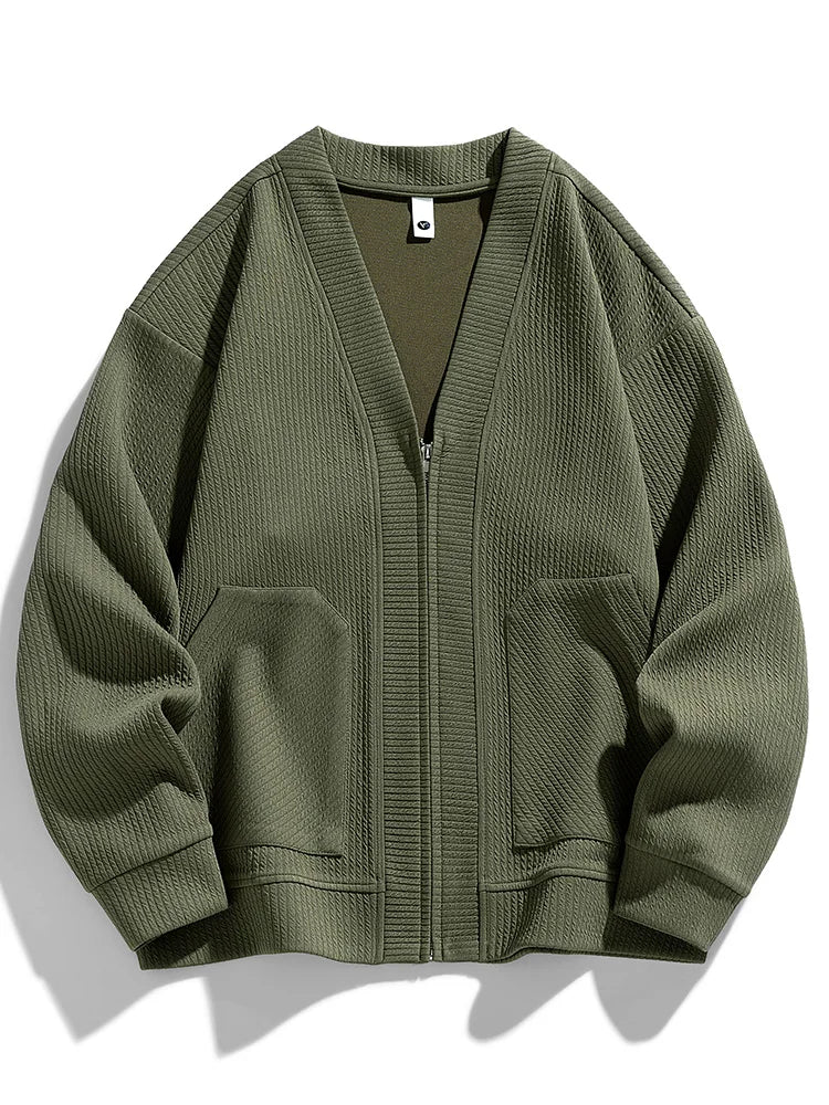 Men’s Winter Zip Cardigan – Stretch Knit Comfort Layer