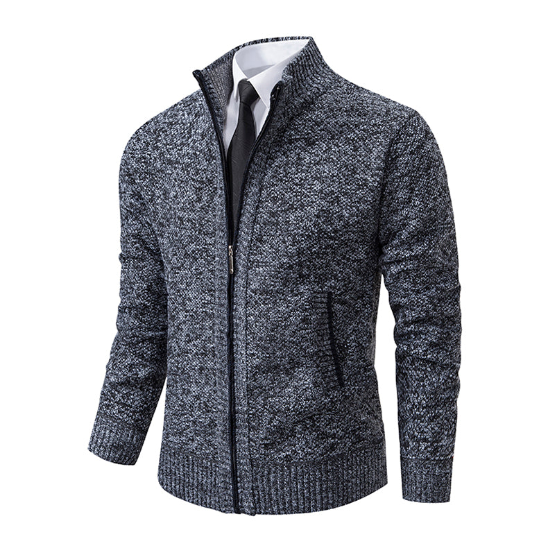 Gilet zippé texturé pour homme – Maille à col montant pour une tenue élégante et décontractée