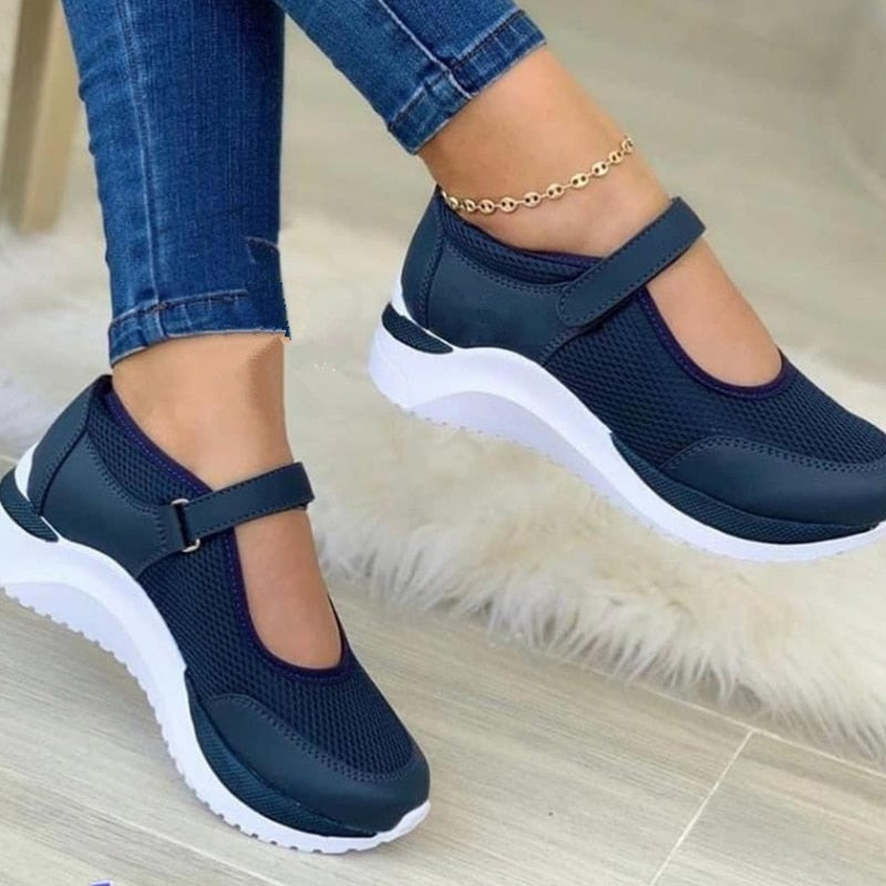 Zapatillas Mary Jane de malla para mujer con tiras ajustables – Calzado deportivo informal para el día a día