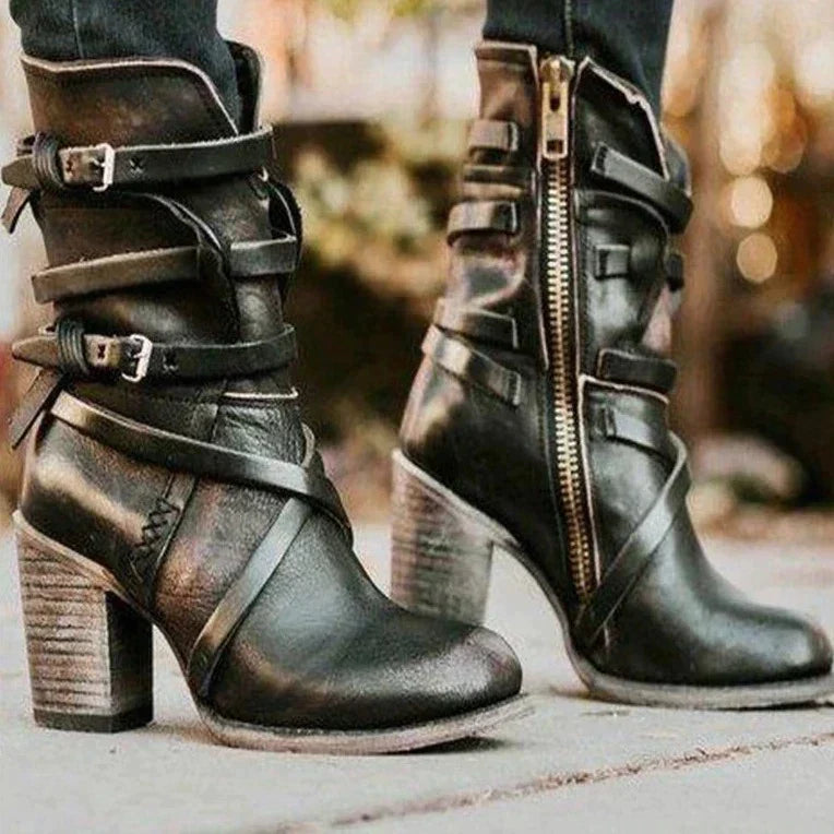 Women’s Retro Winter Boots – Warm Comfortable Suede Style Soft Lined Elegant Everyday Casual Footwear