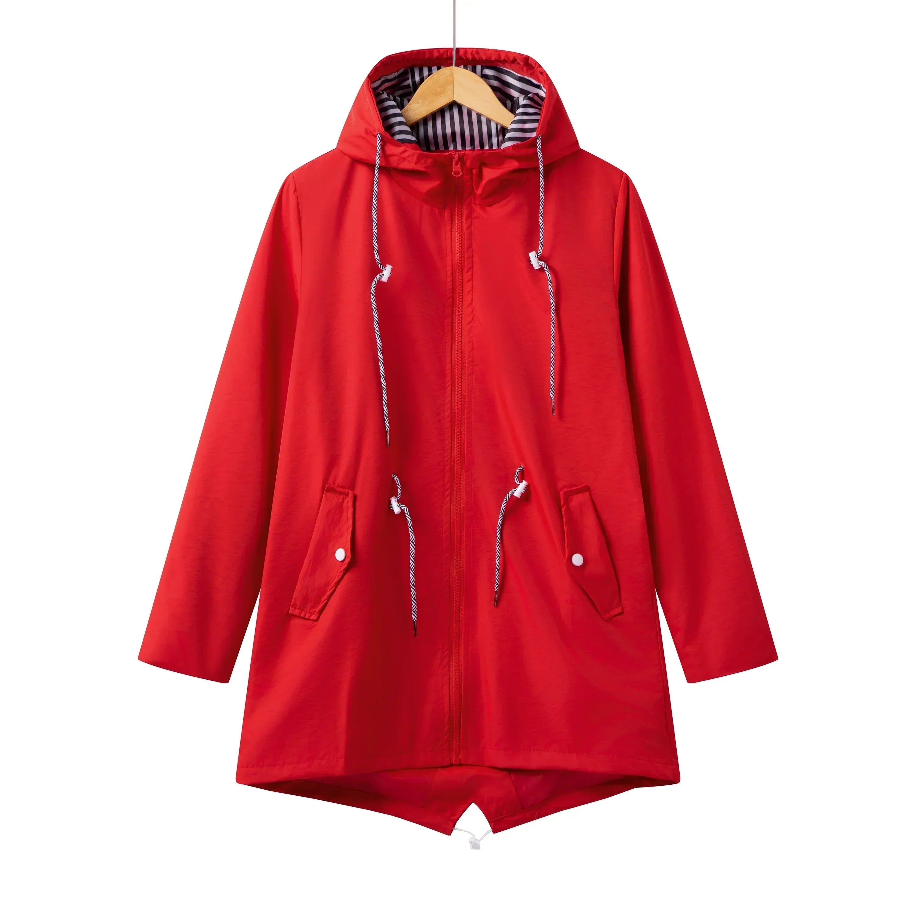Dámská parka s kapucí a stahovací šňůrkou – kabát na zip do přechodného počasí
