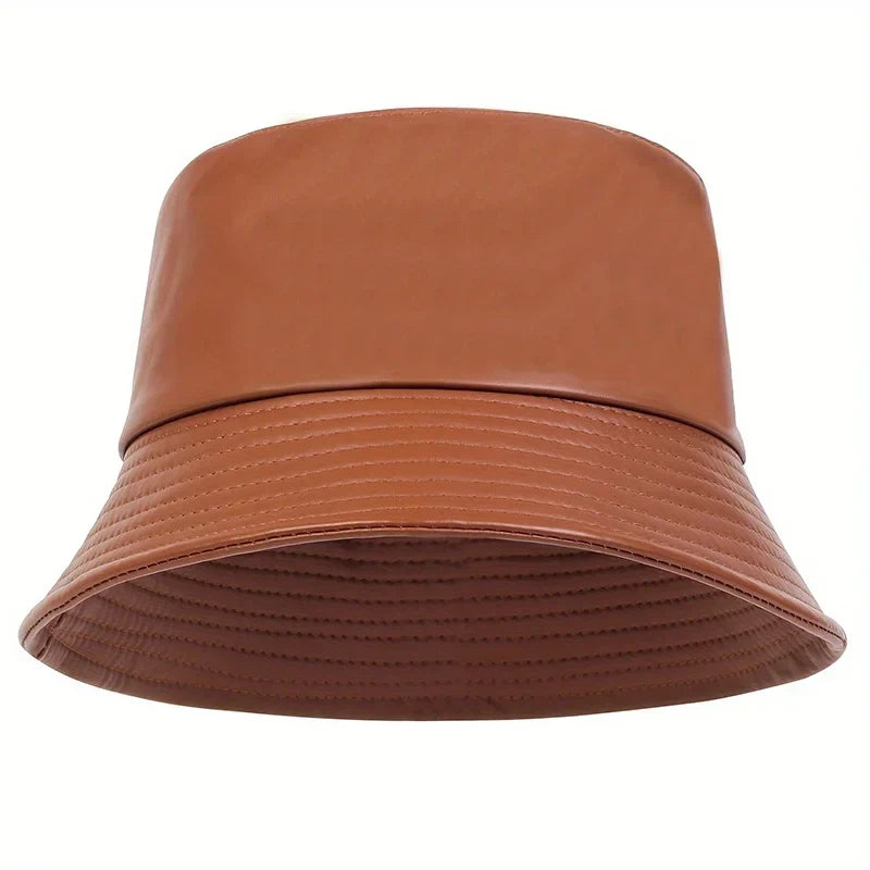 Chapeau bob d’hiver pour femme en simili cuir - chapeau de mode à larges bords coupe-vent pour se protéger du froid au quotidien