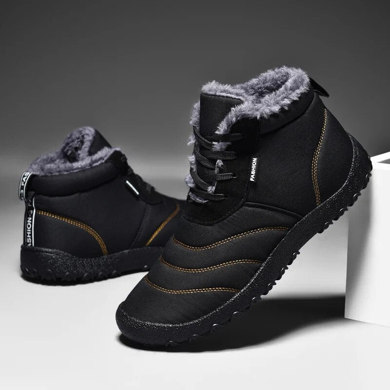Waterdichte veterschoenen voor heren met enkelhoogte en zachte voering - Flexibele winterschoenen voor dagelijks buitengebruik