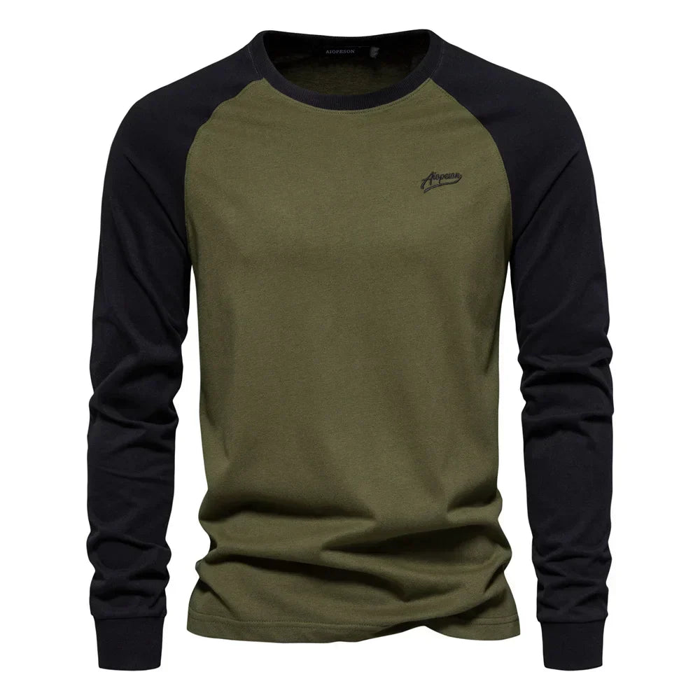 Men’s Raglan Long Sleeve Casual Crew Neck Shirt