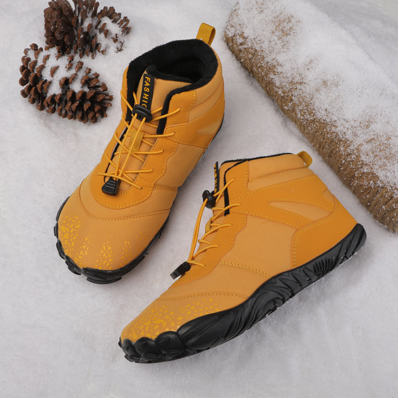 Men’s Flexible Winter Barefoot Ankle Boots – Lightweight Lace-Up Snow Shoes with Grippy Sole for Walking Hiking Travel Outdoor Adventures and Everyday Cold-Weather Wear